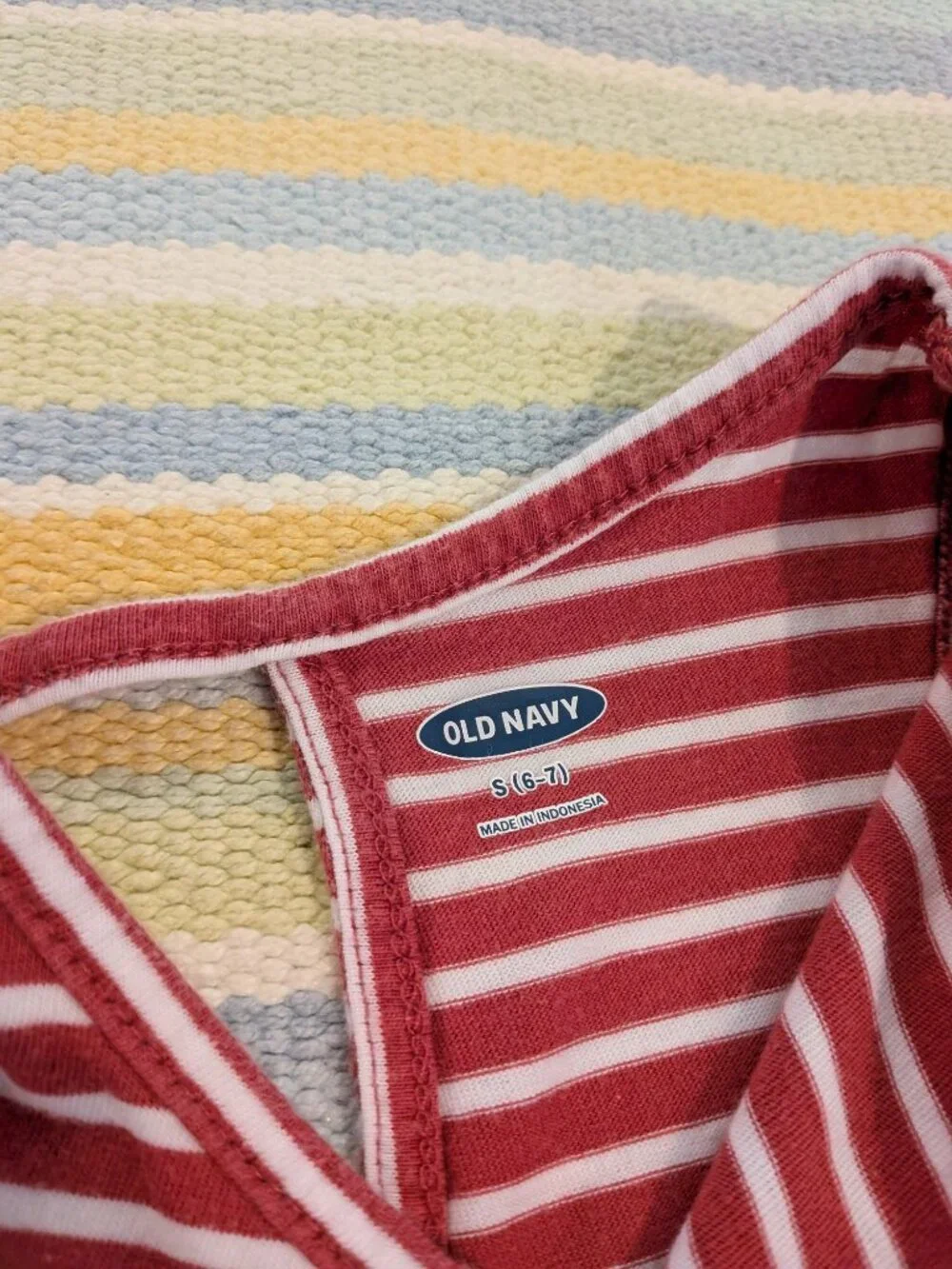 Old Navy dark pink / white striped tiered tank dress 6/7